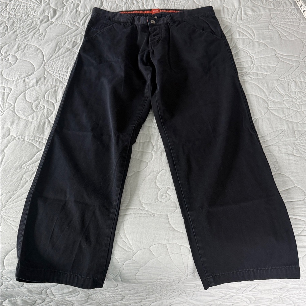 HUGO BOSS Noom Mens W32 L30 Regular Straight Made in Italy Pants Trousers Black